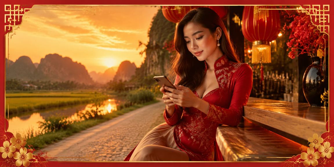 Người dùng chơi casino trên điện thoại trong lễ hội Tết tại Ninh Bình